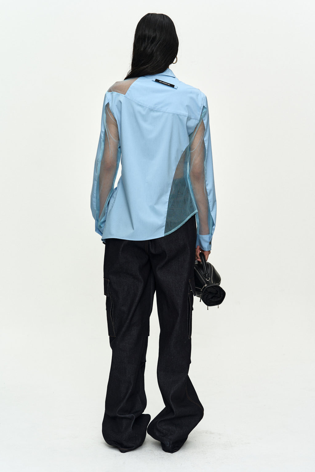 Andersson Bell - Mesh Twist-Tuck Shirt (Blue) product image 3 | TRAB K-Fashion Australia