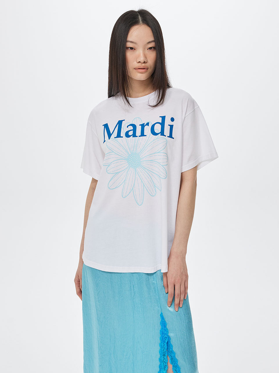 Mardi Mercredi - Tshirt Flowermardi Duo (White Blue) product image 1 | TRAB K-Fashion Australia