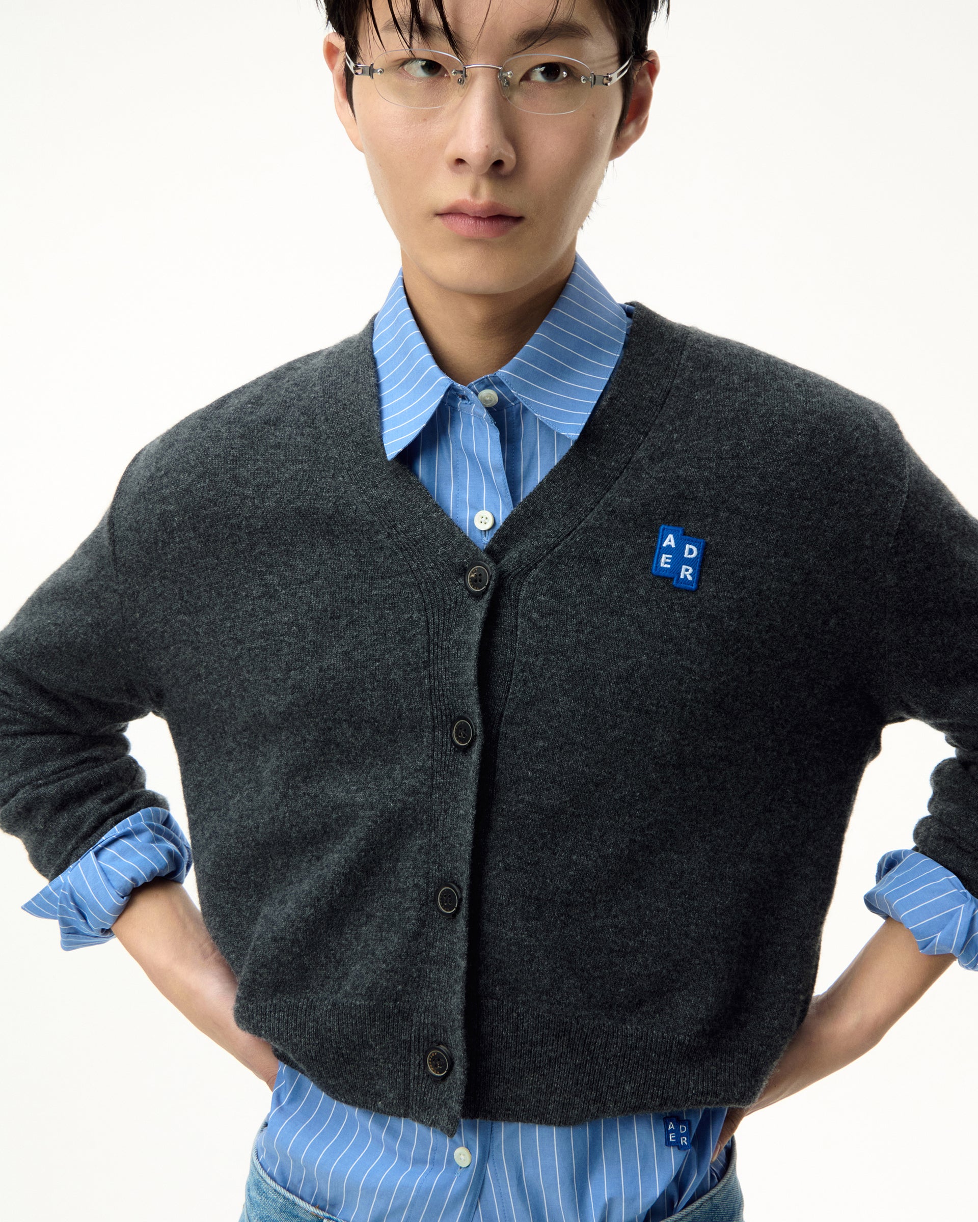 Ader Error - Sig; BL Tag cardigan 01 (Charcoal) product image 3 | TRAB K-Fashion Australia