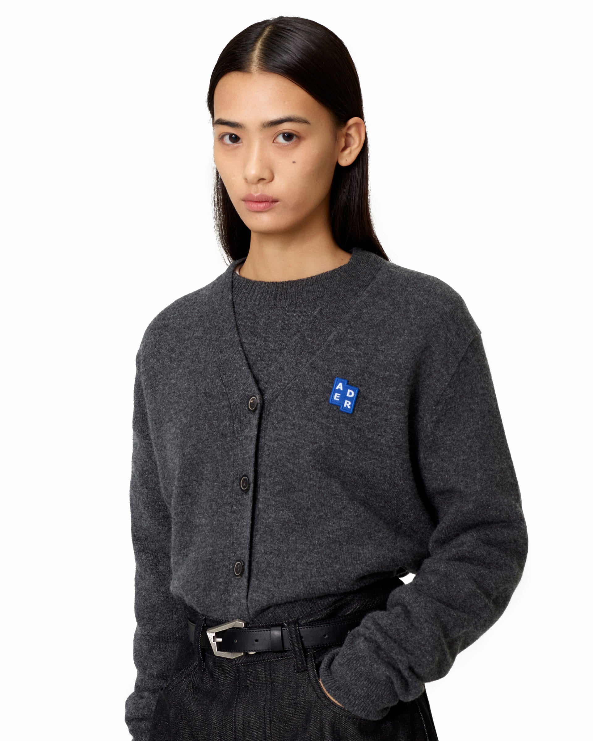 Ader Error - Sig; BL Tag cardigan 01 (Charcoal) product image 2 | TRAB K-Fashion Australia