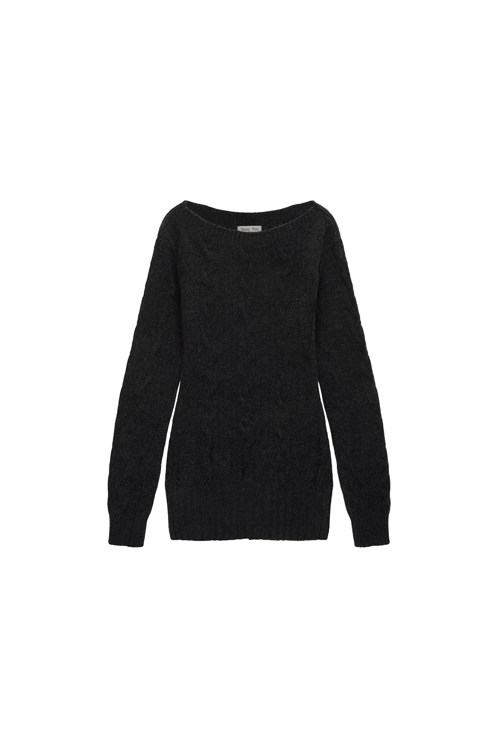 Matin Kim - Damage Point Cable Knit Dress (Charcoal) product image 1 | TRAB K-Fashion Australia