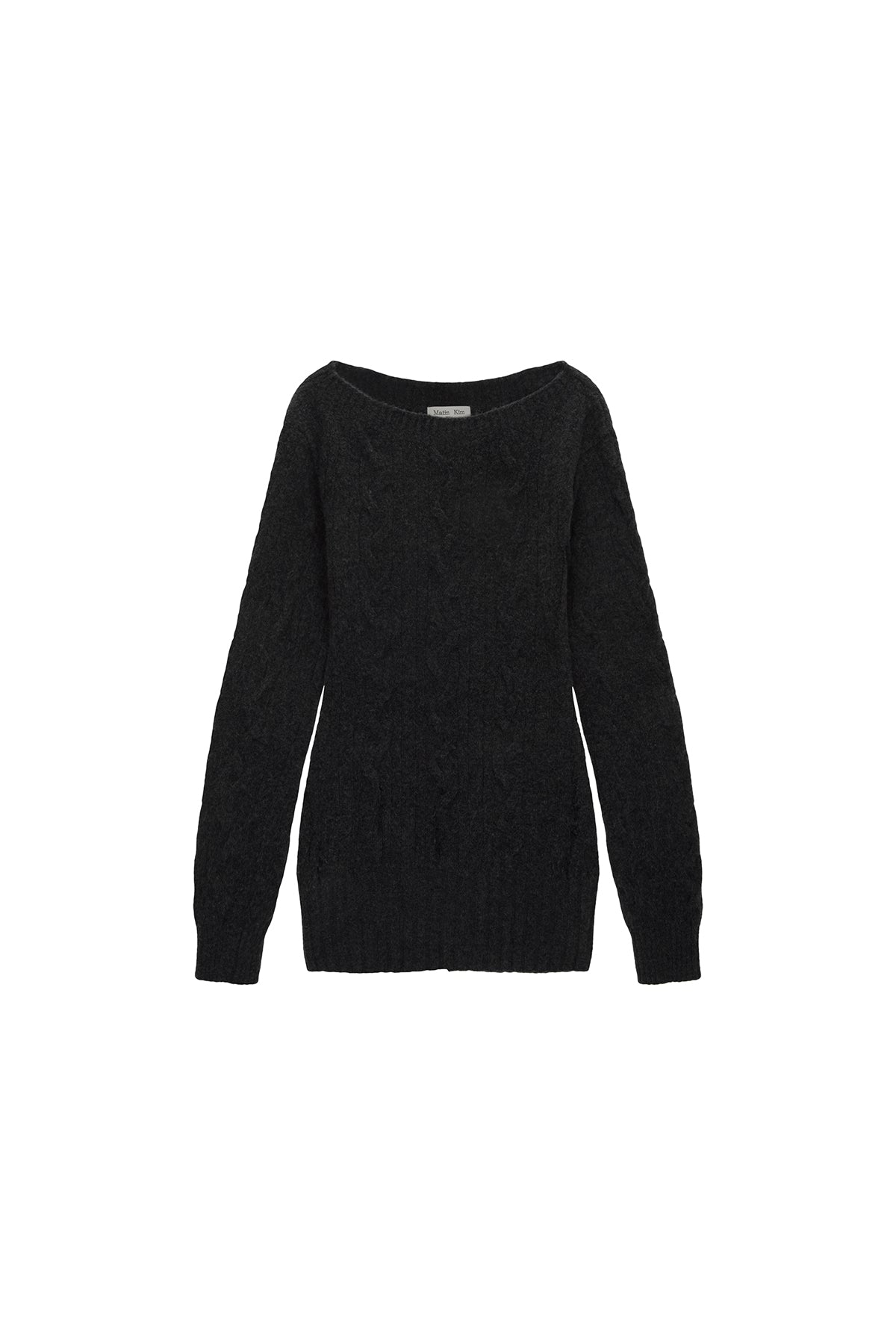 Matin Kim - Damage Point Cable Knit Dress (Charcoal) product image 1 | TRAB K-Fashion Australia
