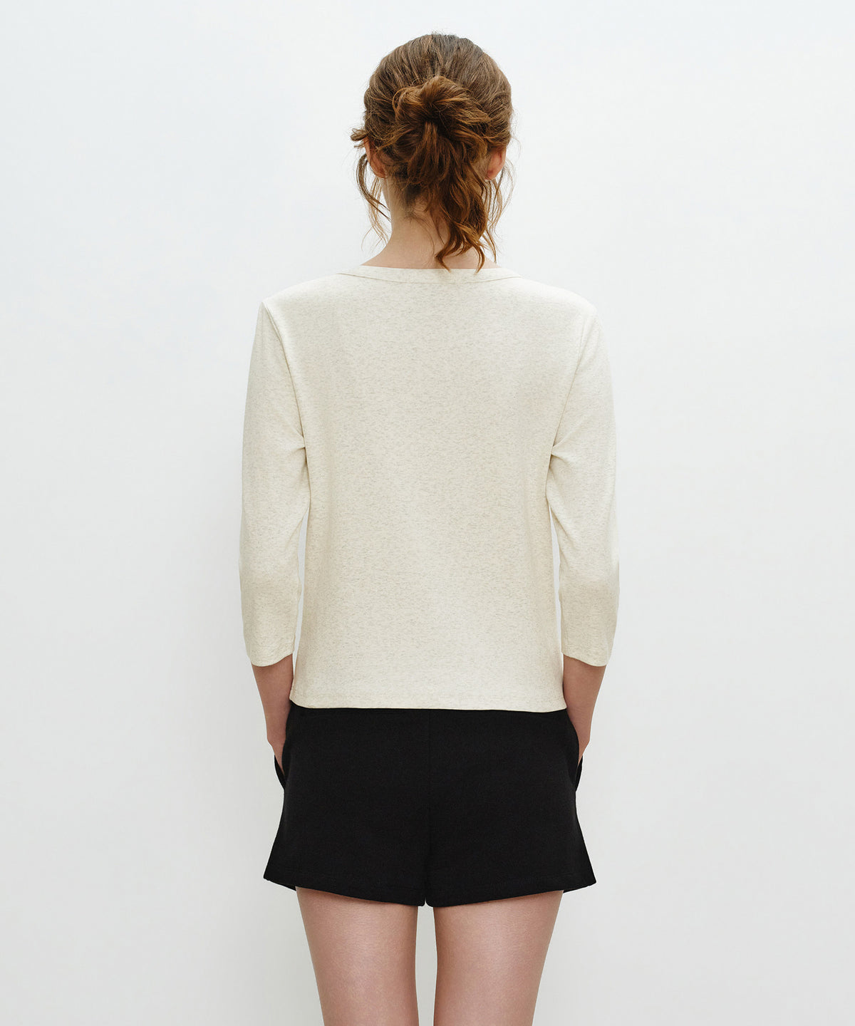 Marithe & Francois Girbaud - Basic Henley Neck 3/4 Sleeve (Oatmeal) product image 3 | TRAB K-Fashion Australia
