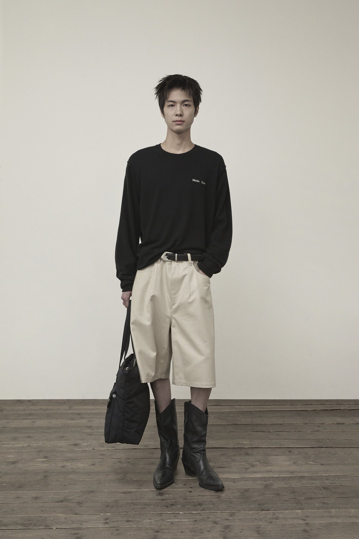 Matin Kim - Cashmere Blended Round Knit Pullover (Black) product image 9 | TRAB K-Fashion Australia
