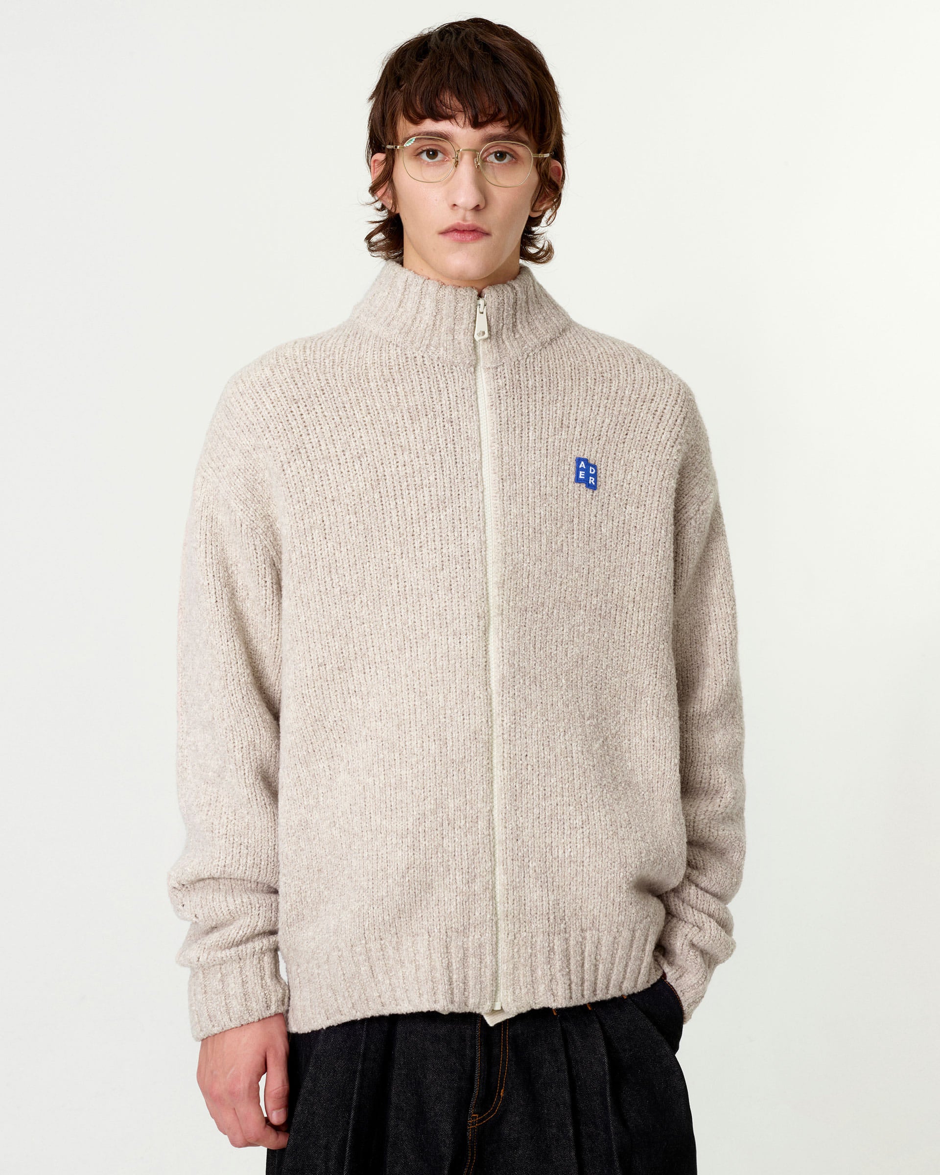 Ader Error - Sig; BL Tag knit zip-up 01 (Oatmeal) product image 4 | TRAB K-Fashion Australia