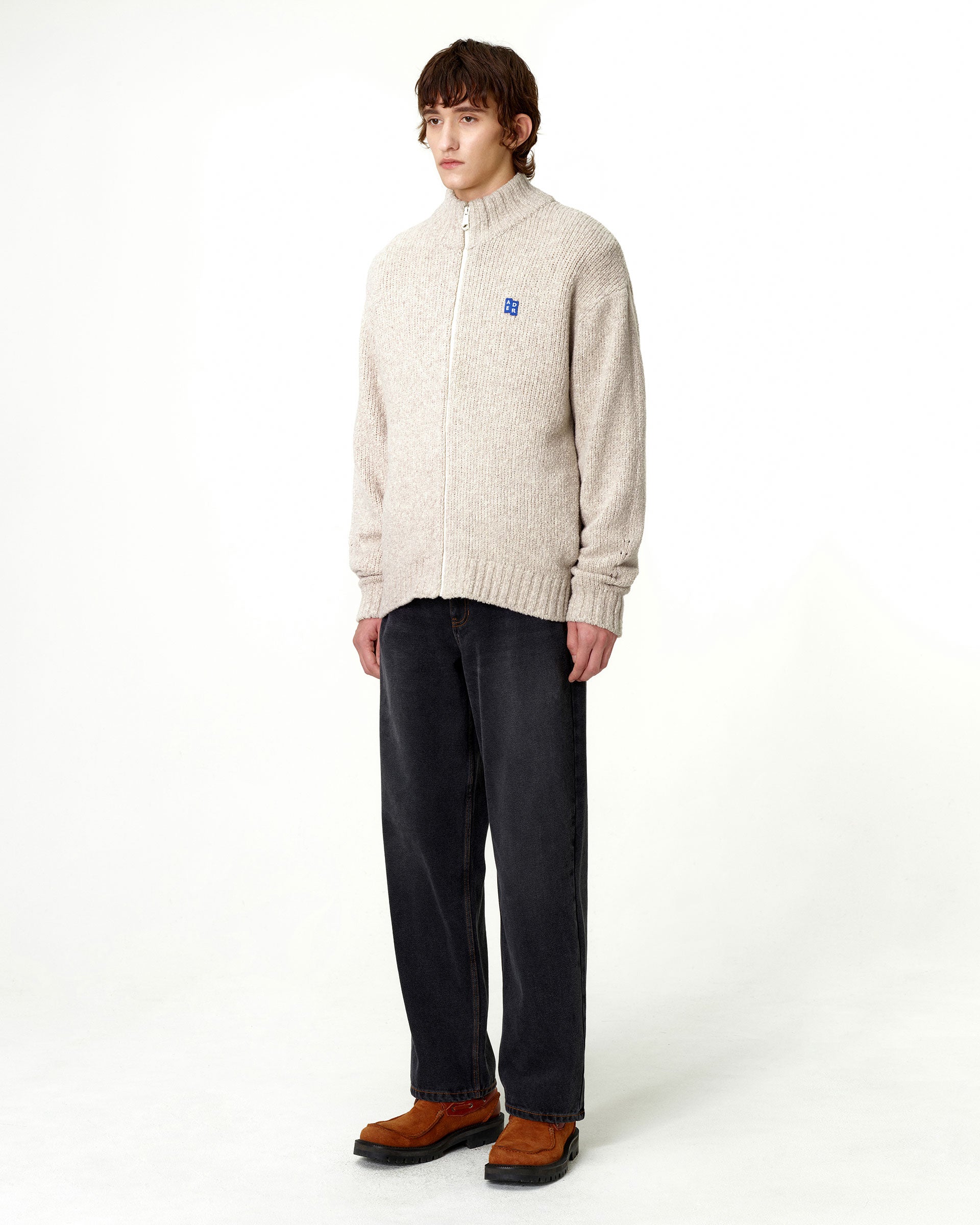 Ader Error - Sig; BL Tag knit zip-up 01 (Oatmeal) product image 5 | TRAB K-Fashion Australia