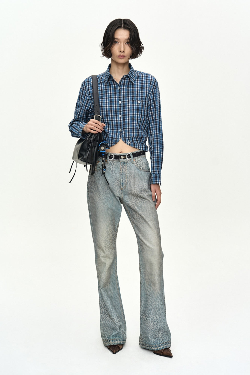 Andersson Bell - Leopard Fade Denim Printed Bootscut Jeans (Blue) product image 1 | TRAB K-Fashion Australia