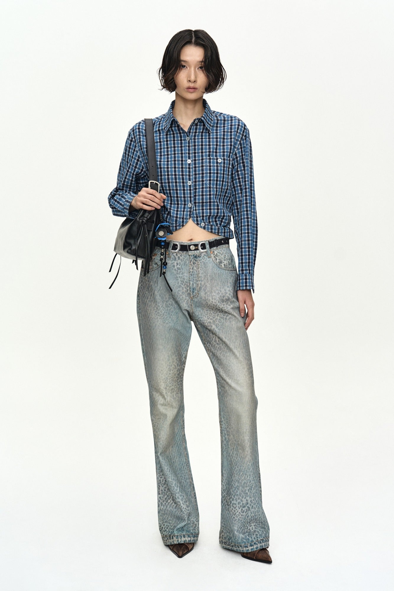 Andersson Bell - Leopard Fade Denim Printed Bootscut Jeans (Blue) product image 1 | TRAB K-Fashion Australia