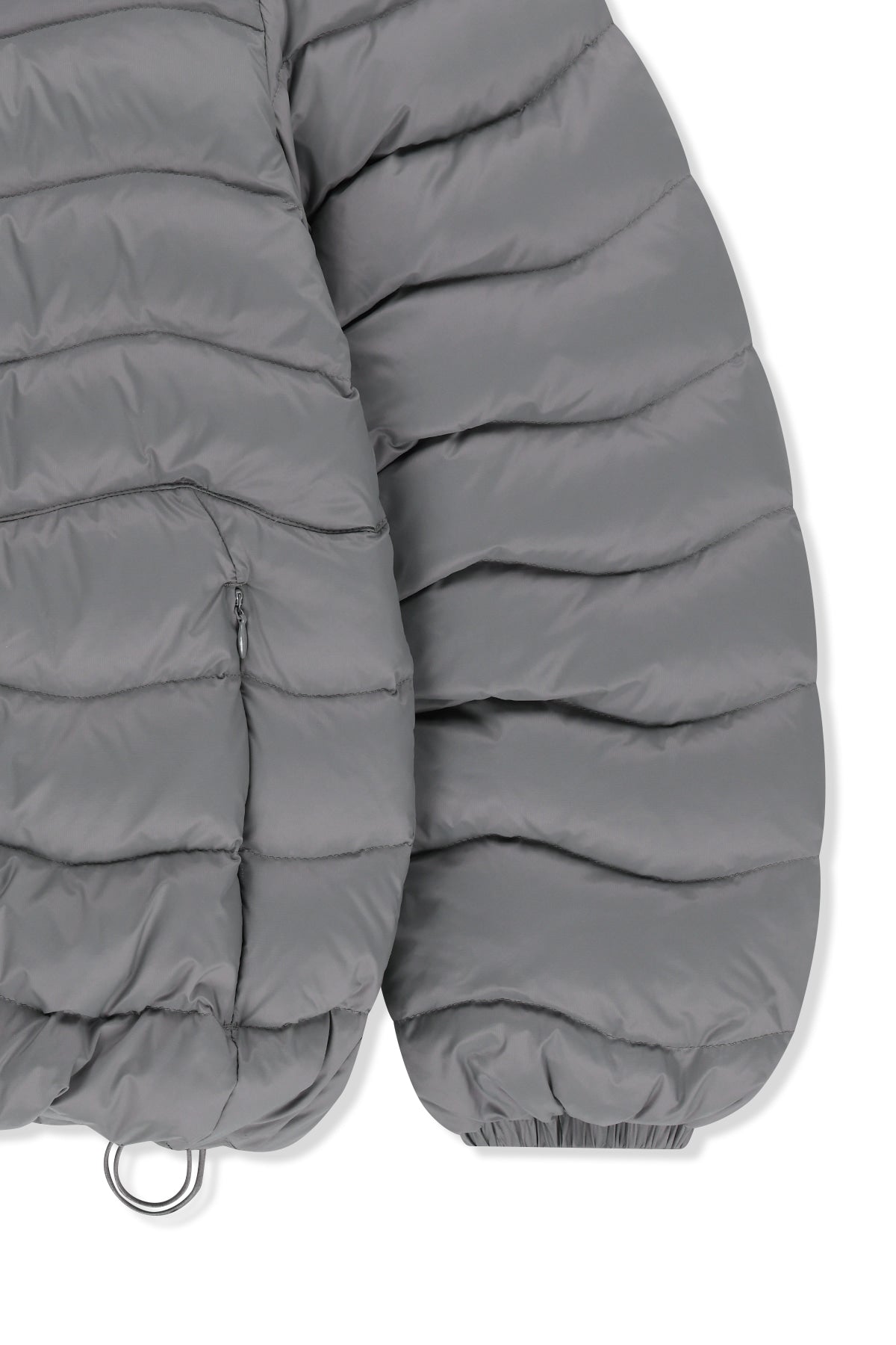 Matin Kim - Flowing Quilted Hoody Down Jumper (Light Grey) product image 5 | TRAB K-Fashion Australia