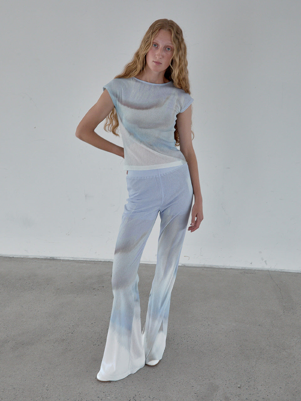 Kijun - [Ships 29 June] Print Cap Sleeve Top (Sky Blue) product image 6 | TRAB K-Fashion Australia