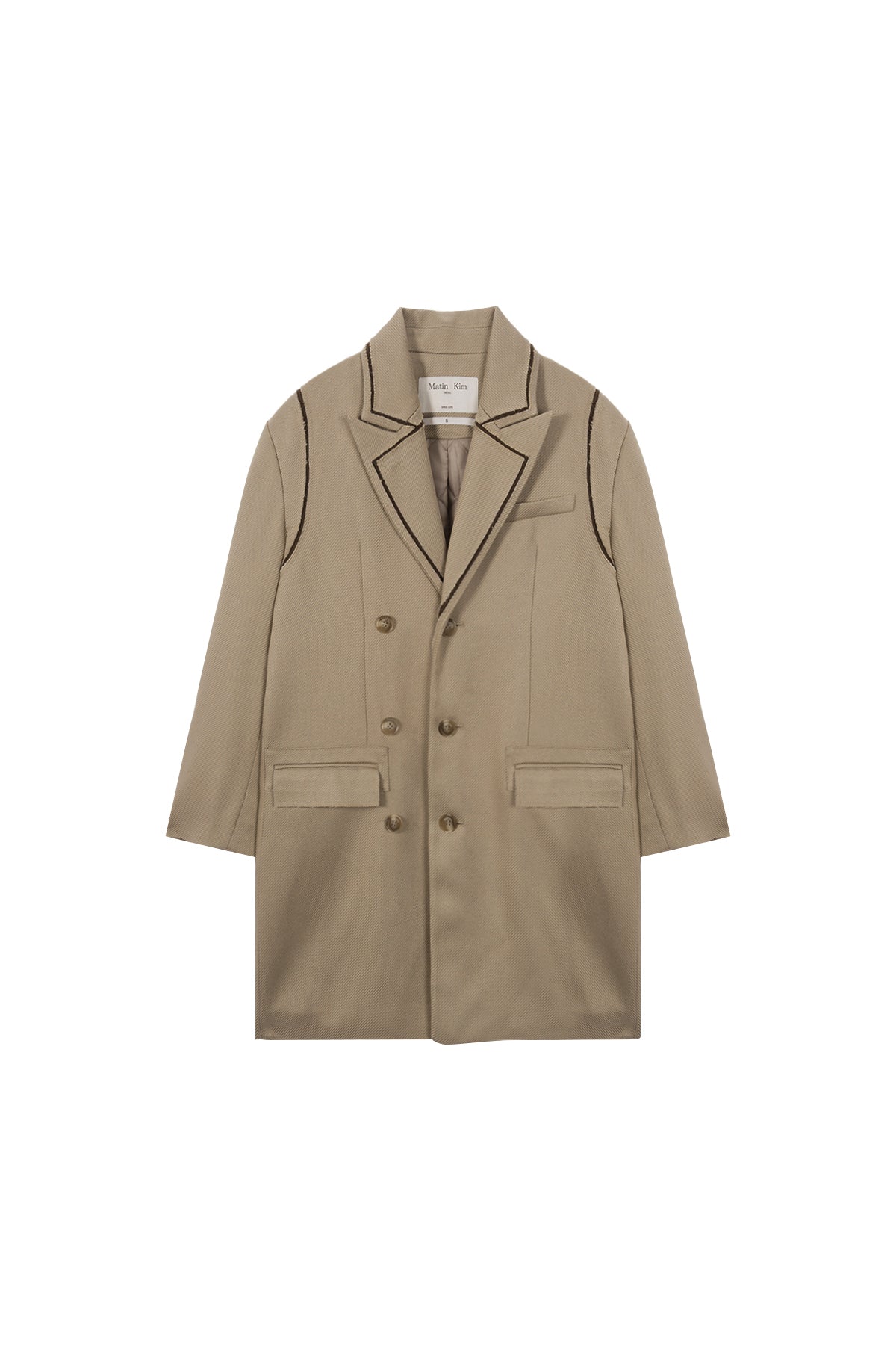 Matin Kim - Drop Shoulder Long Double Jacket (Beige) product image 1 | TRAB K-Fashion Australia