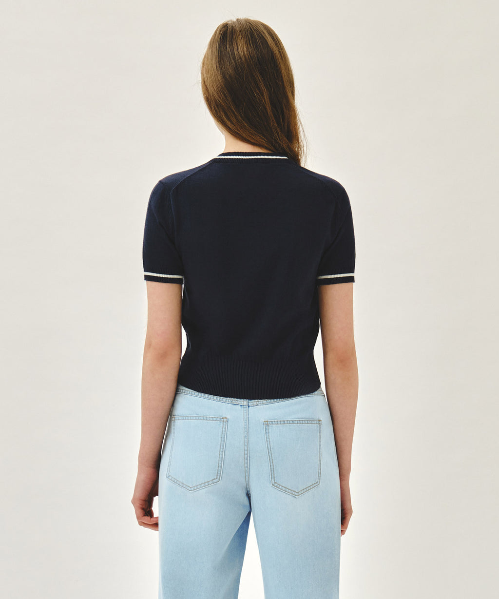 Marithe & Francois Girbaud - Circle Logo Half Knit Pullover (Navy) product image 3 | TRAB K-Fashion Australia