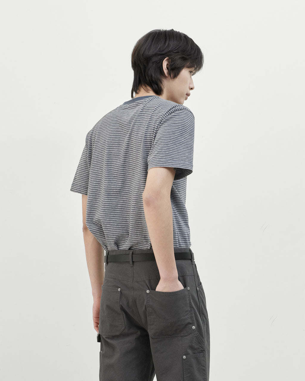 Brownyard - Waist Cut Stripe T Shirt (Blue) product image 3 | TRAB K-Fashion Australia