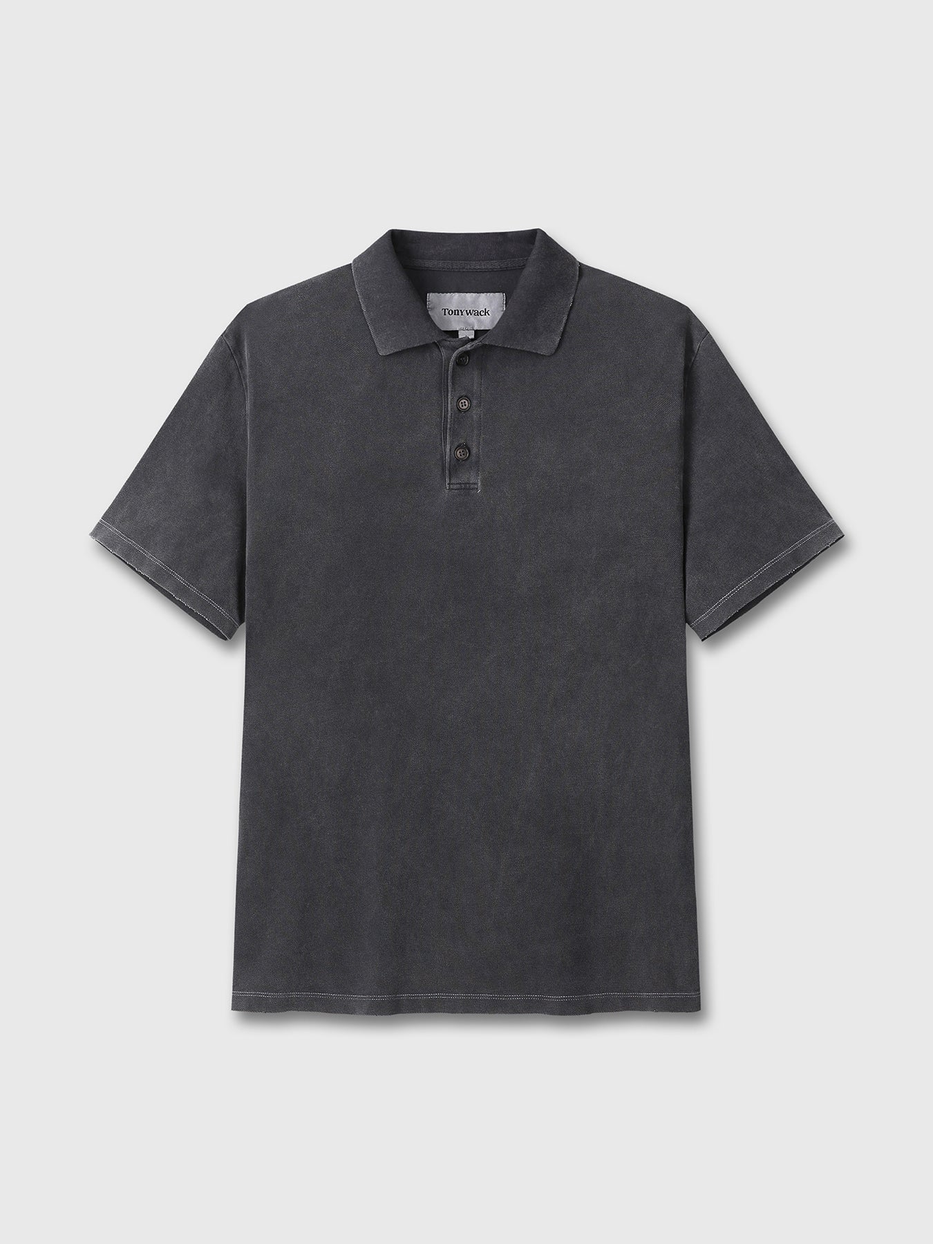 Tonywack - Garment Dyed Distressed Piqué Polo (Faded Black) product image 7 | TRAB K-Fashion Australia