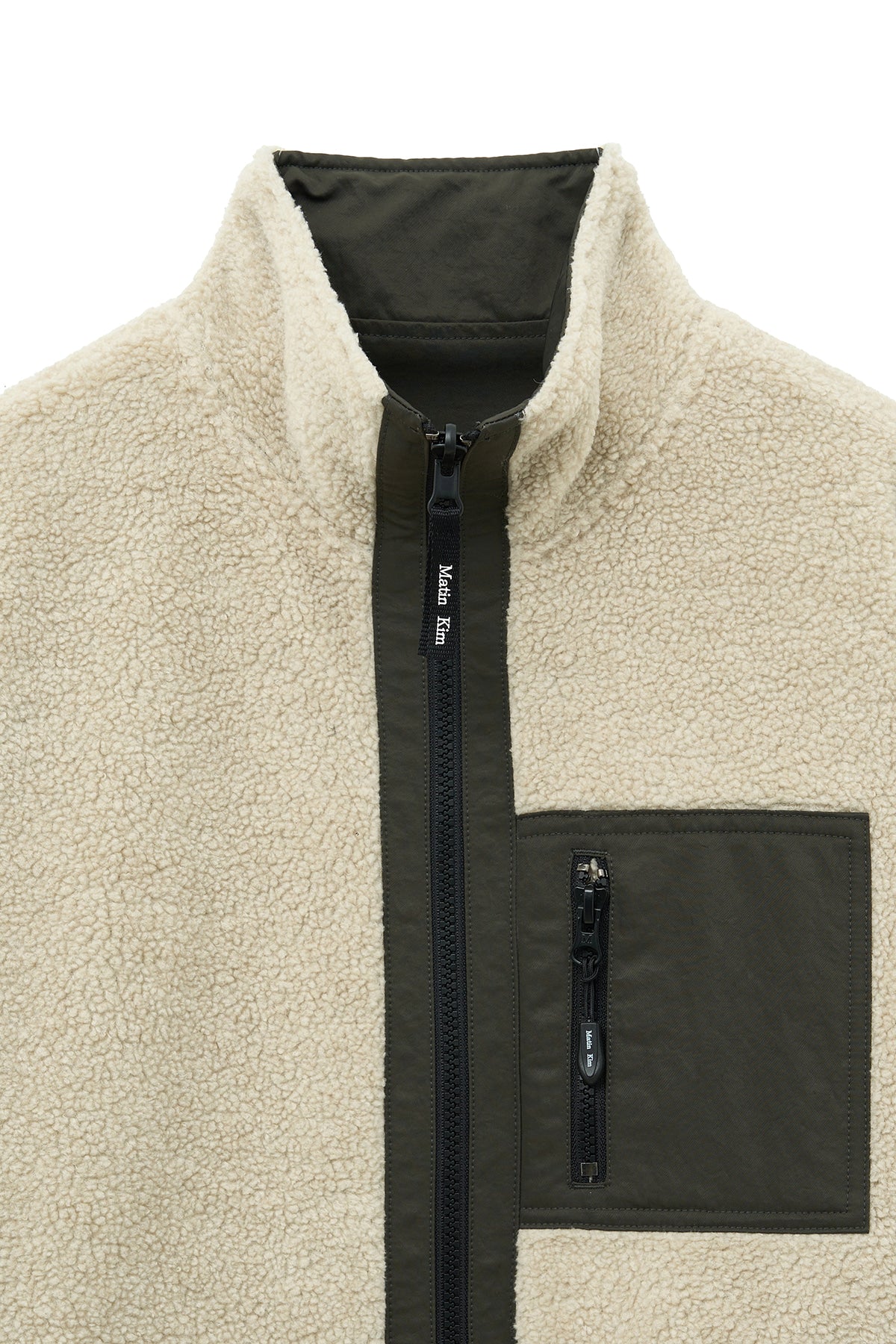 Matin Kim - Reversible Sherpa Zip Up (Light Beige) product image 4 | TRAB K-Fashion Australia