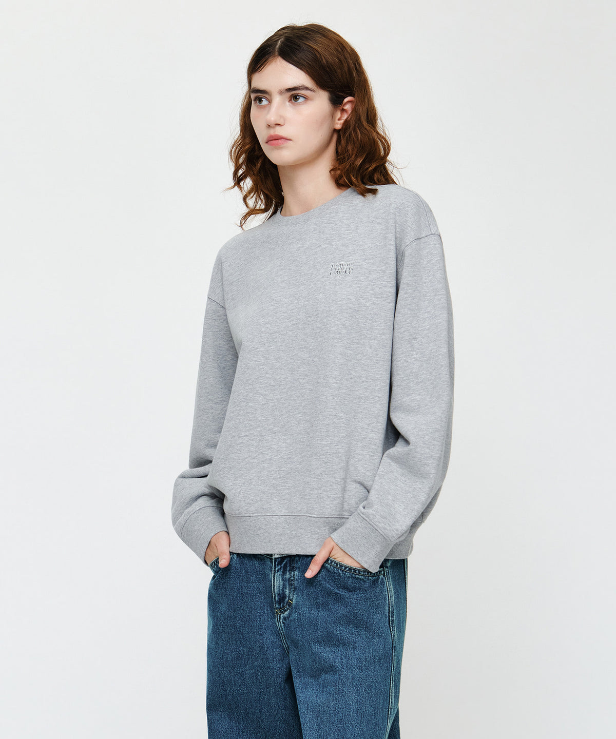 Marithe & Francois Girbaud - Doodle Classic Logo Oversized Sweatshirt (Heather Gray) product image 2 | TRAB K-Fashion Australia