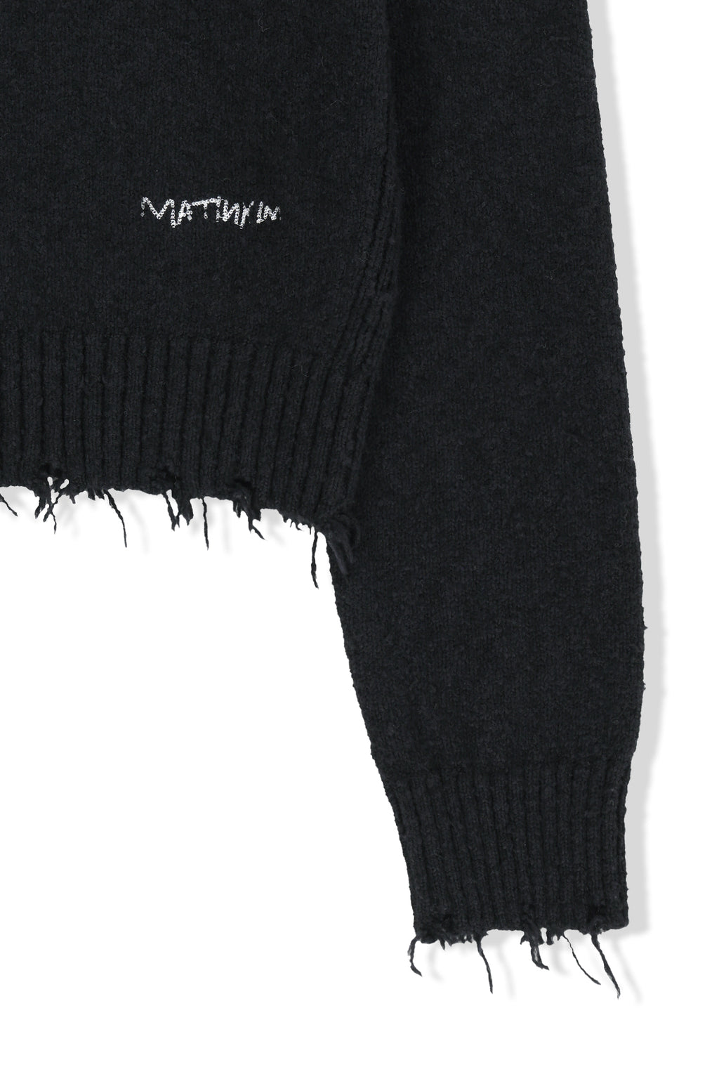 Matin Kim - Distressed Hem V Neck Knit Pullover (Dark Navy) product image 4 | TRAB K-Fashion Australia