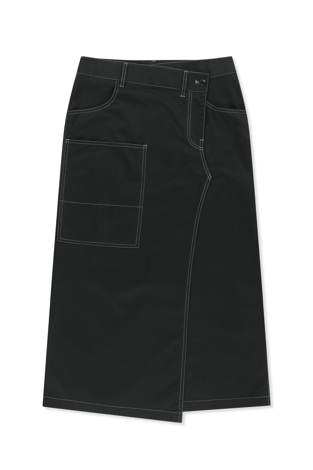 Matin Kim - Big Pocket Long Wrap Skirt (Black) product image 1 | TRAB K-Fashion Australia