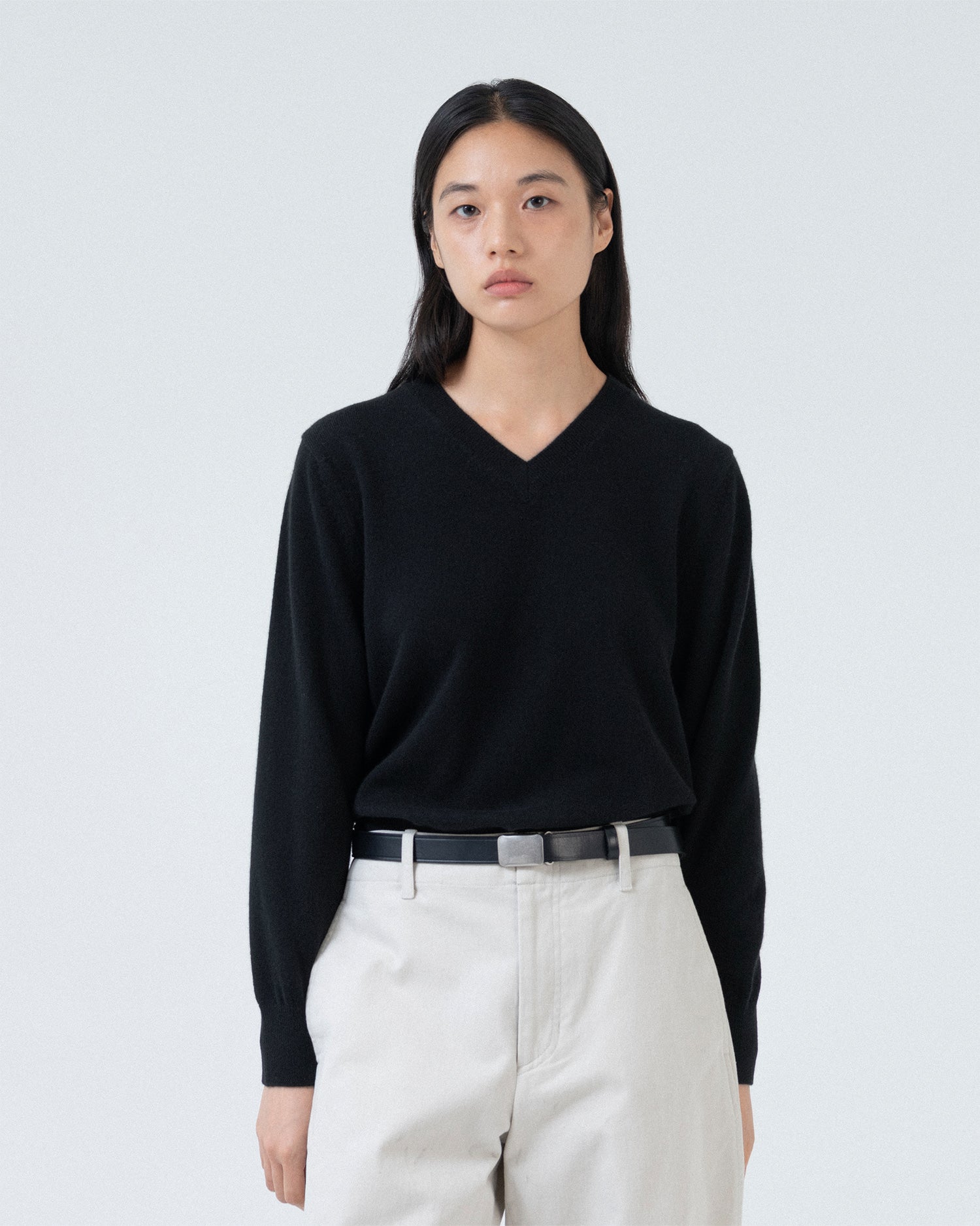Brownyard - Extra Super Fine V Neck Knit (Black) product image 1 | TRAB K-Fashion Australia