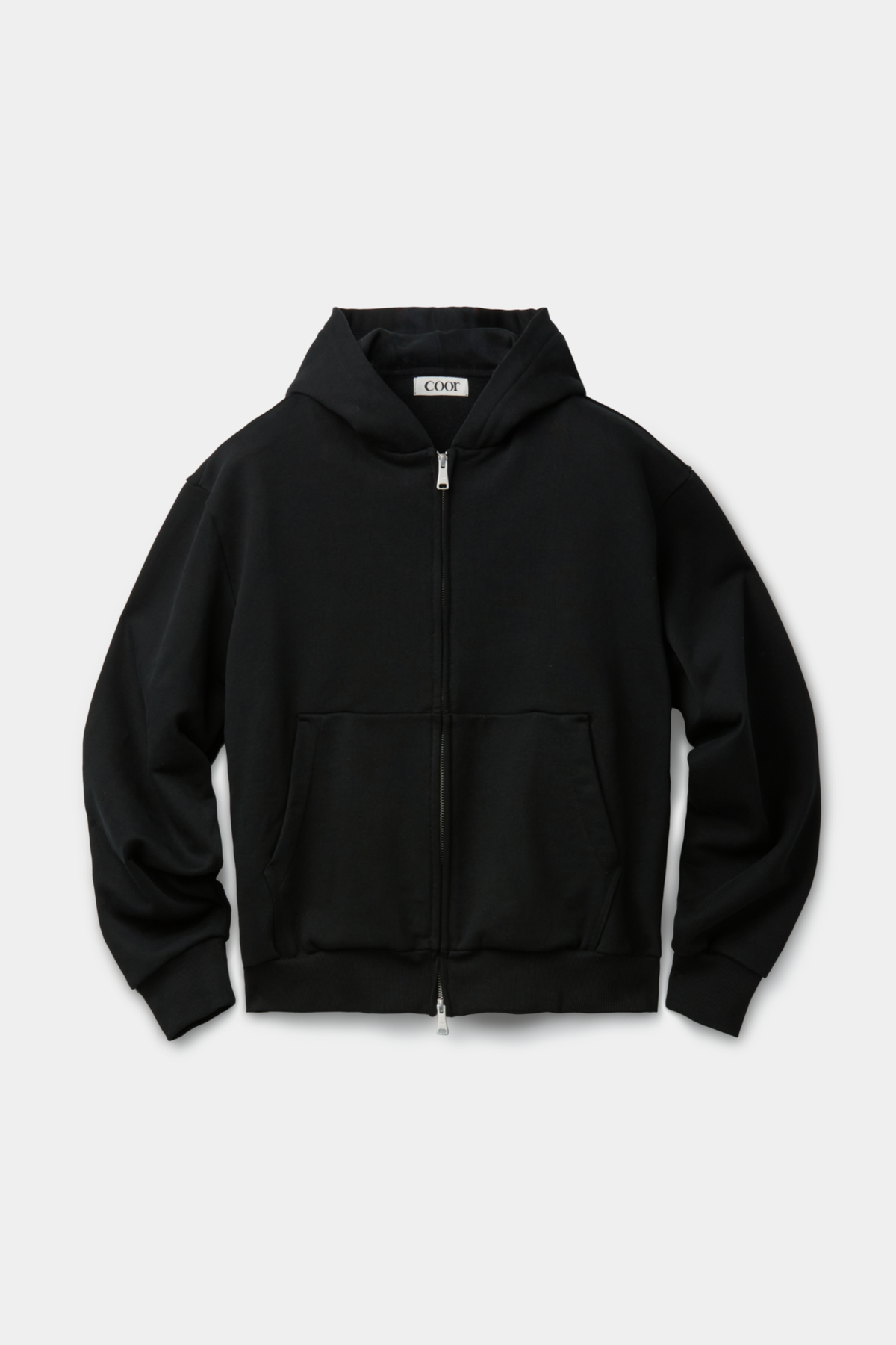 Coor - Minimal Cotton Hooded Zip Jumper (Black) product image 1 | TRAB K-Fashion Australia