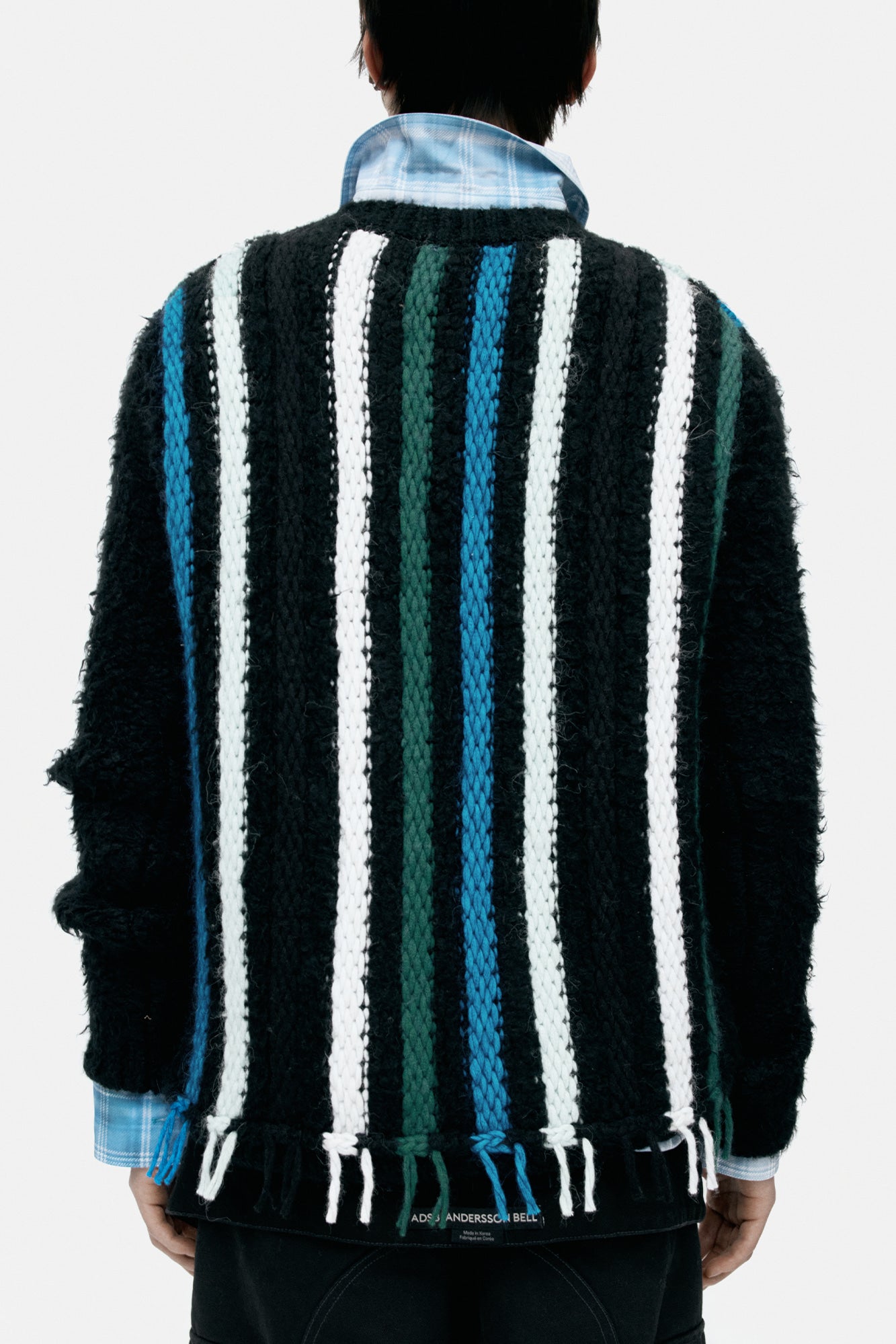 Andersson Bell - Unisex V-Neck Reverse Stripe Sweater (Black) product image 5 | TRAB K-Fashion Australia