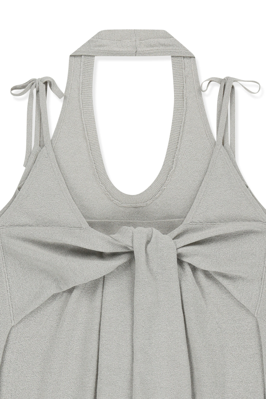 Matin Kim - Layered Tie Halter Neck Knit Top (Light Grey) product image 4 | TRAB K-Fashion Australia