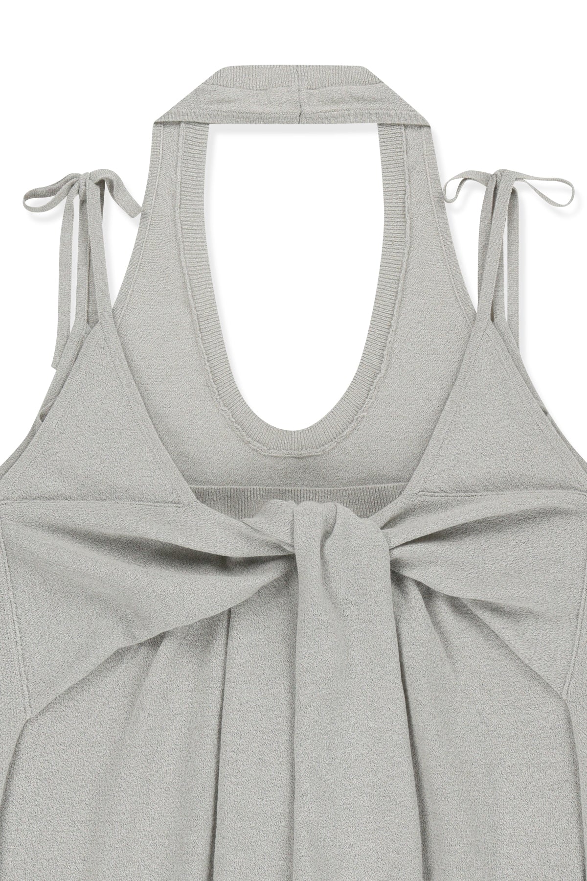 Matin Kim - Layered Tie Halter Neck Knit Top (Light Grey) product image 4 | TRAB K-Fashion Australia