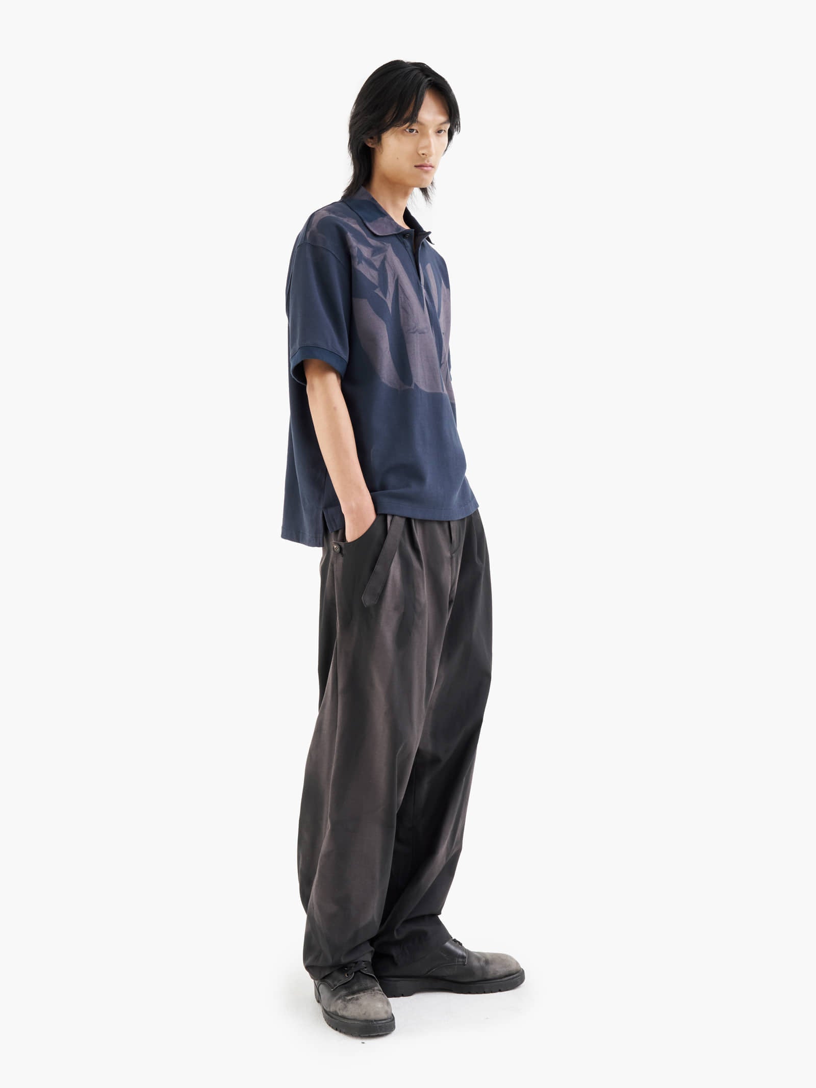 Jiyong Kim - Sun-Bleached Belted Wide Trousers (Black) product image 1 | TRAB K-Fashion Australia