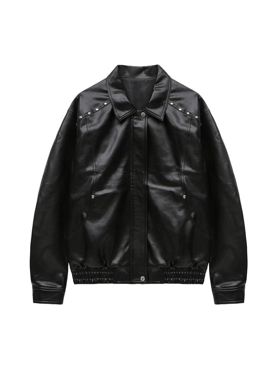 Margarin Fingers - Rivet Fake Leather Jacket (Black) product image 2 | TRAB K-Fashion Australia