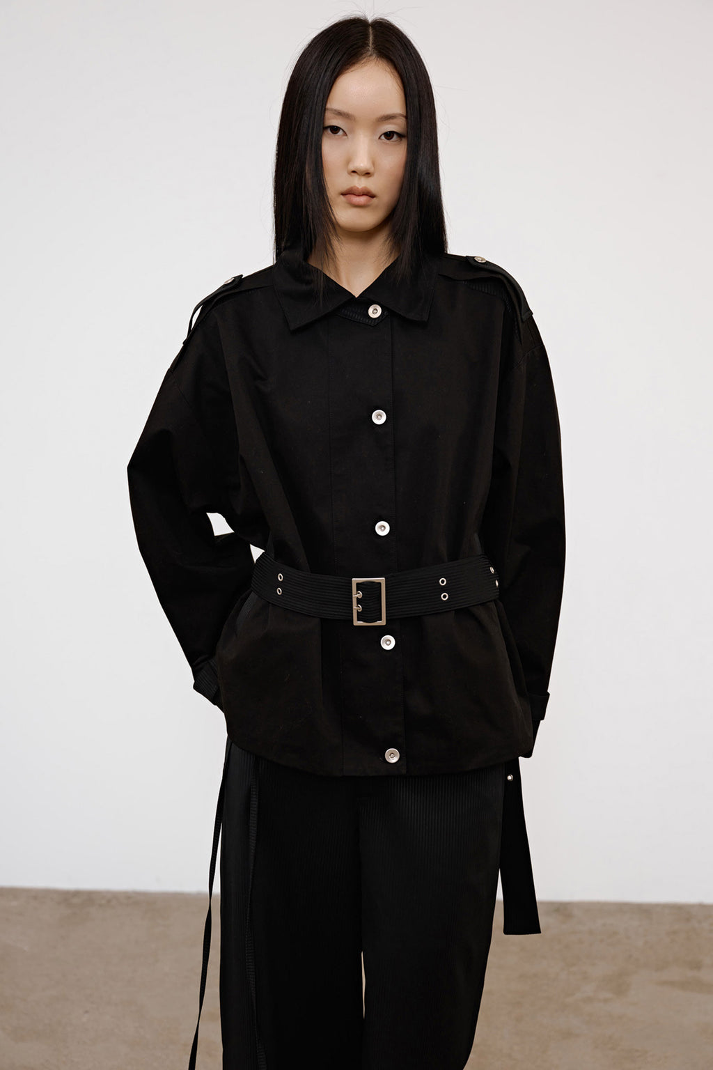 Deinet - Buckle Point Trench Jacket (Black) product image 7 | TRAB K-Fashion Australia