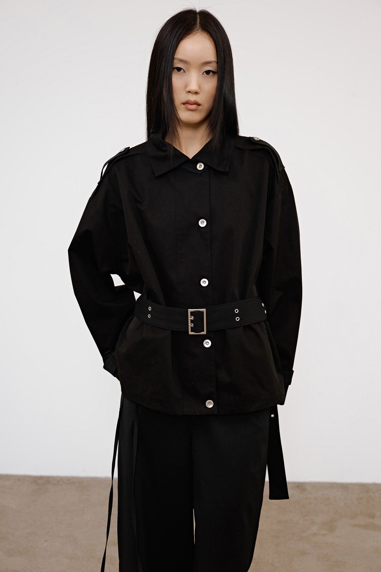 Deinet - Buckle Point Trench Jacket (Black) product image 7 | TRAB K-Fashion Australia