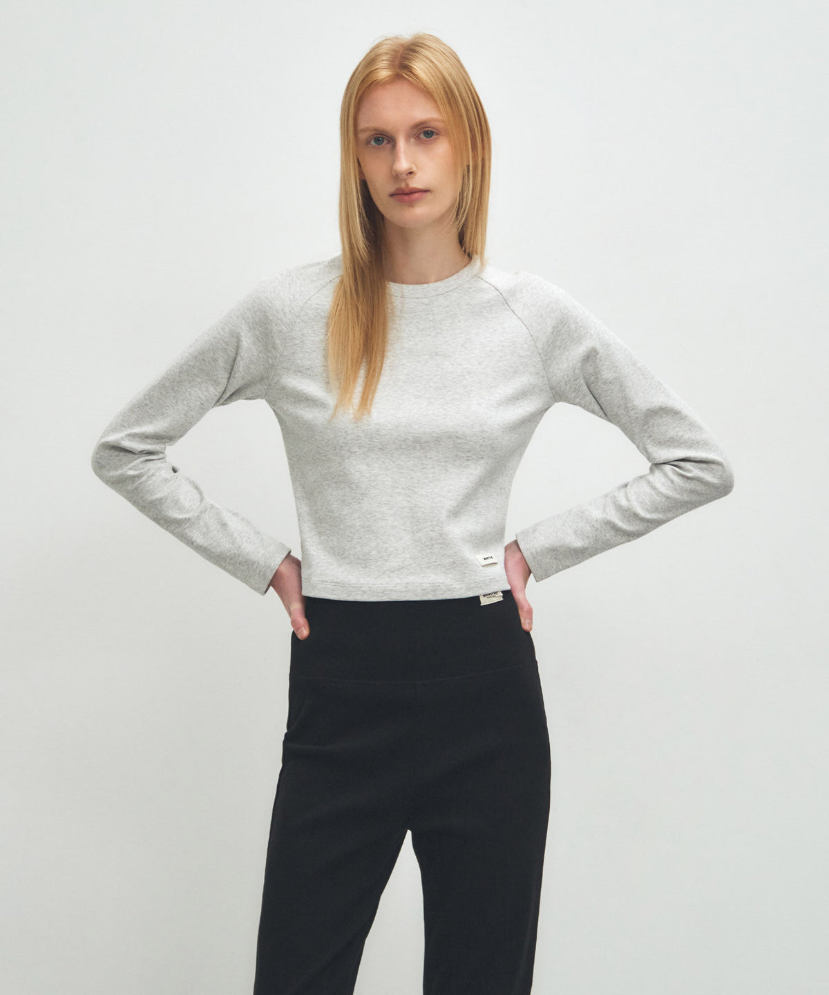 Marithe & Francois Girbaud - Basic Crop Long Sleeve (Light Heather Gray) product image 1 | TRAB K-Fashion Australia