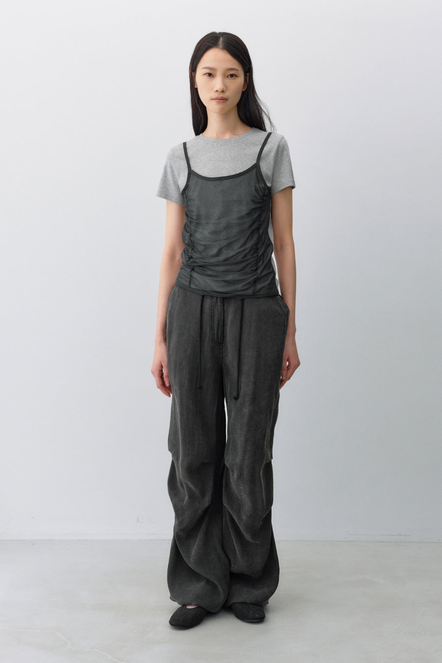 Insilence - Mesh Layered Short Sleeve (Melange Grey) product image 2 | TRAB K-Fashion Australia