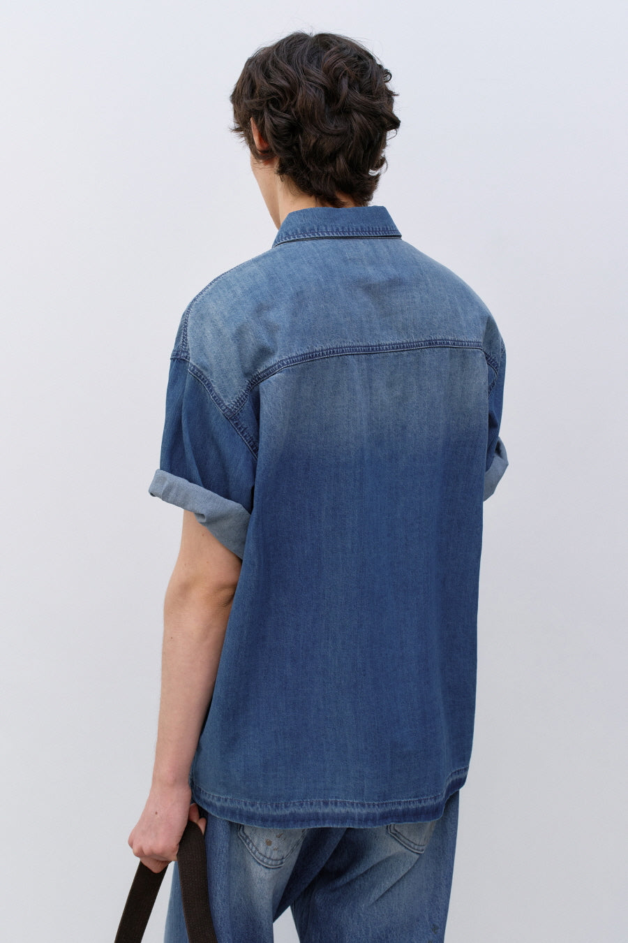 Insilence - Flash Half Denim Shirt (Washed Blue) product image 5 | TRAB K-Fashion Australia