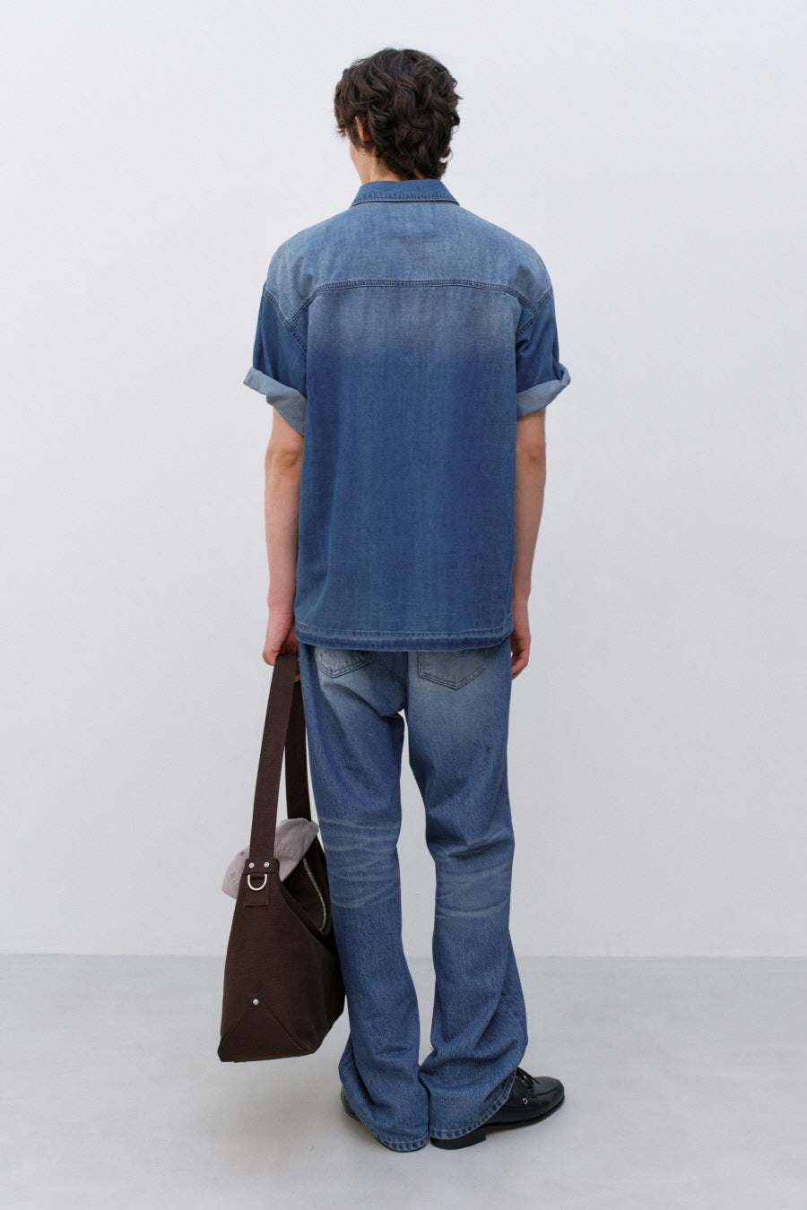 Insilence - Flash Half Denim Shirt (Washed Blue) product image 4 | TRAB K-Fashion Australia