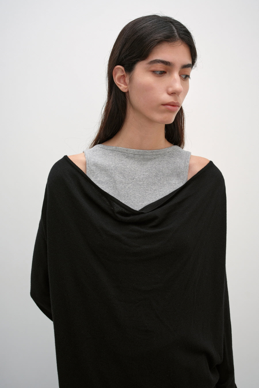 Insilence - Cowl Neck Shirring Pullover (Black) product image 2 | TRAB K-Fashion Australia