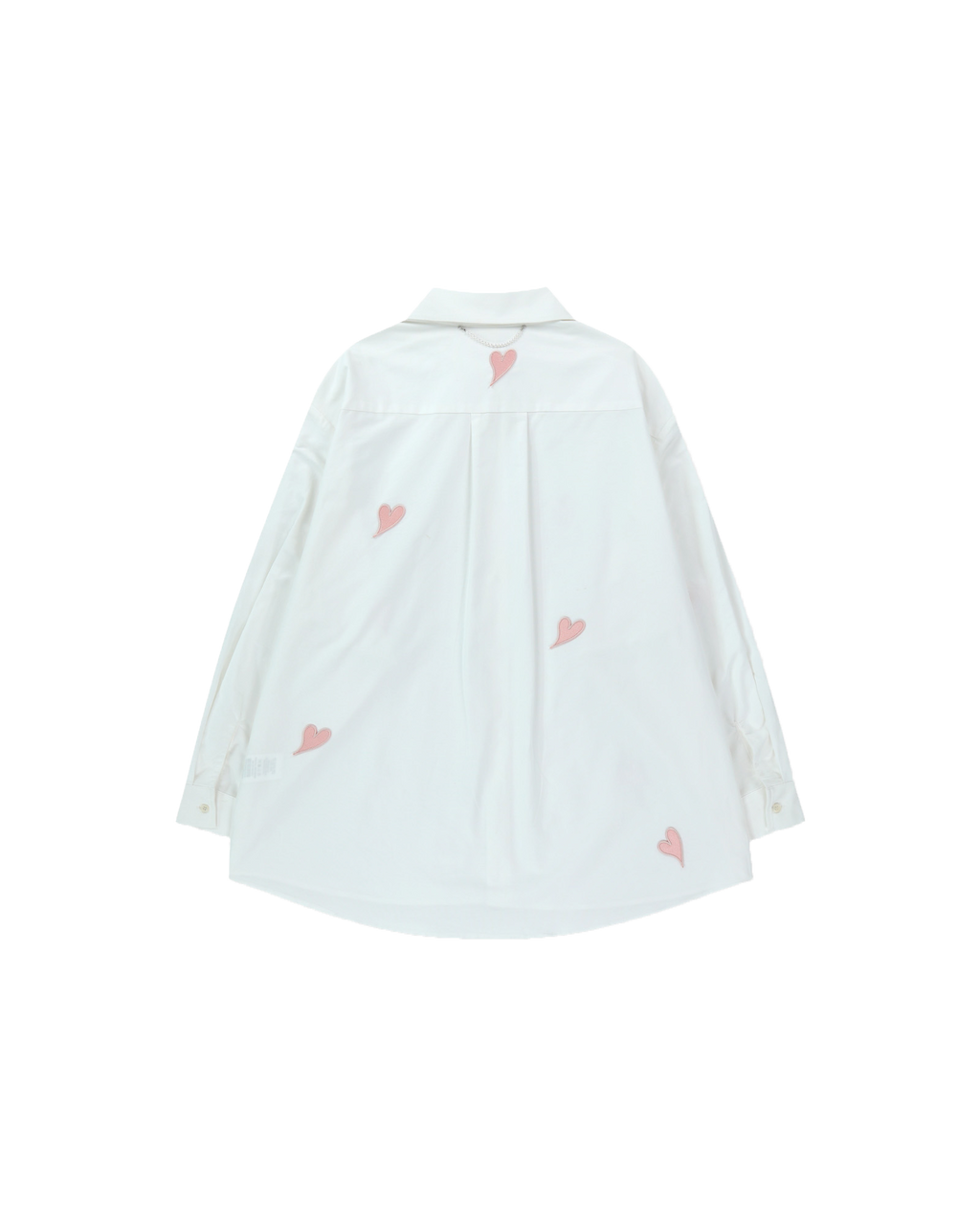 Kimhe Kim - Heart Patched Oversized Shirt (White/Pink) product image 2 | TRAB K-Fashion Australia