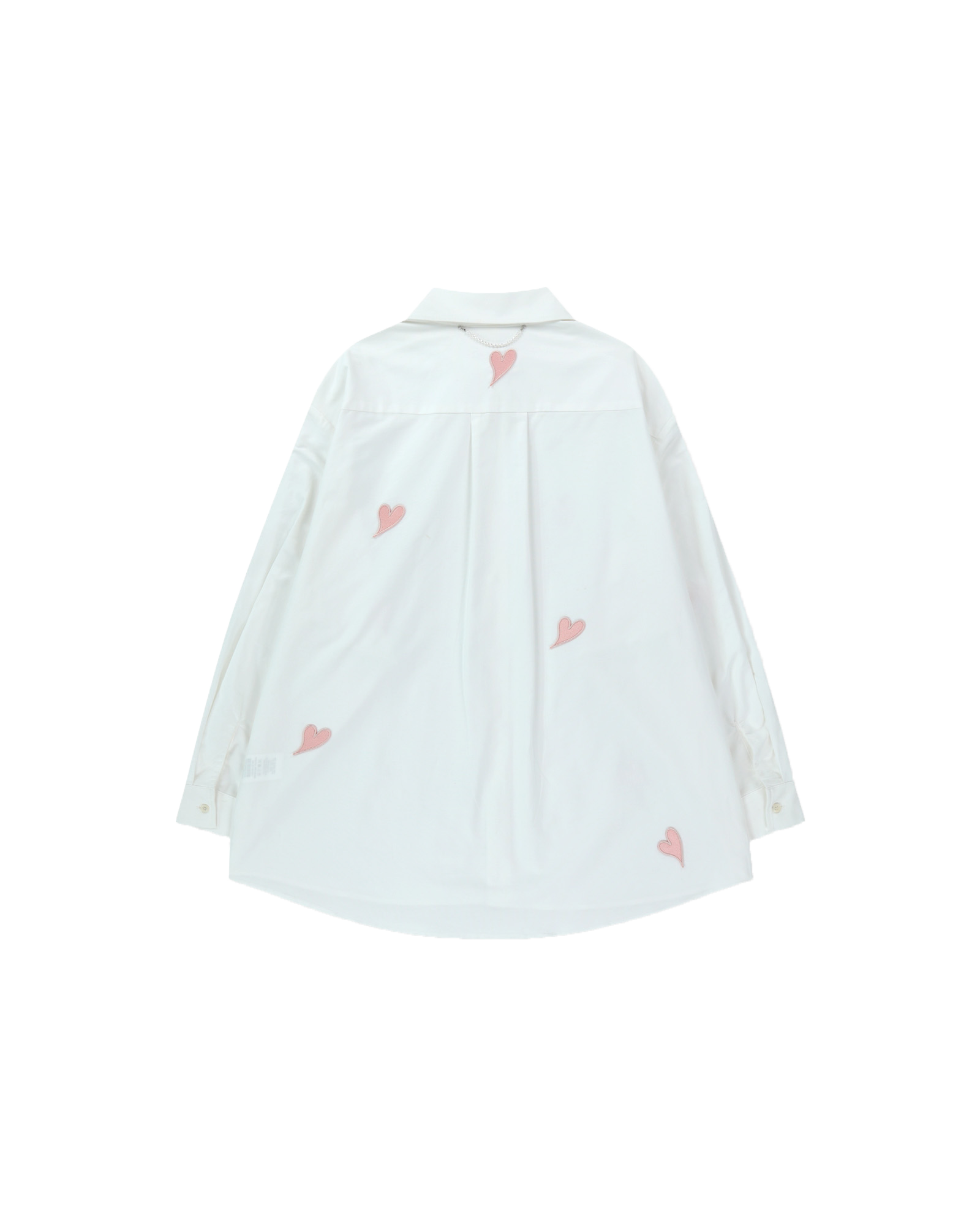Kimhe Kim - Heart Patched Oversized Shirt (White/Pink) product image 2 | TRAB K-Fashion Australia