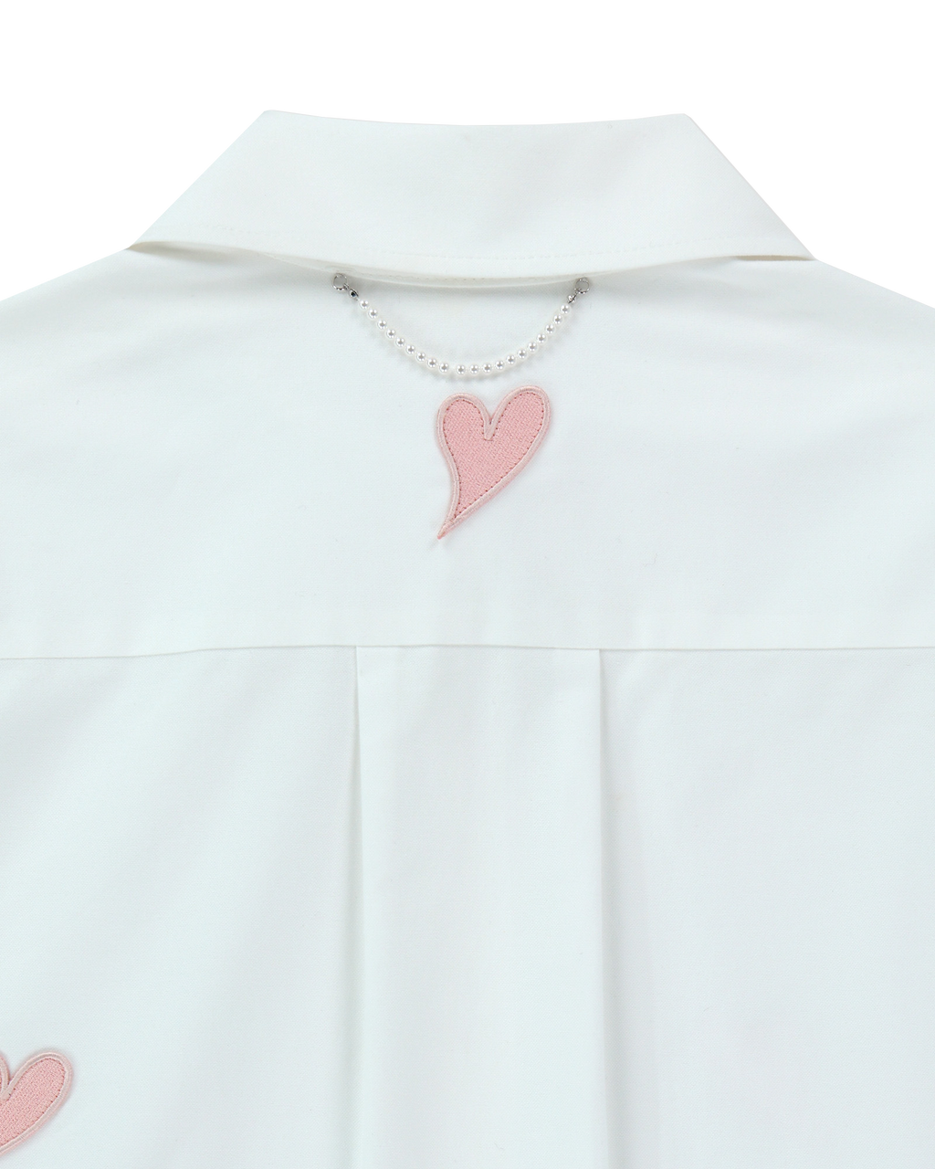Kimhe Kim - Heart Patched Oversized Shirt (White/Pink) product image 4 | TRAB K-Fashion Australia