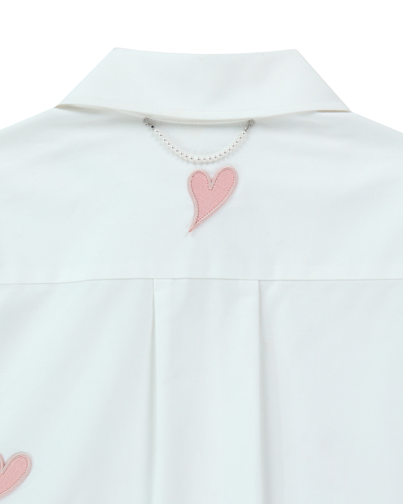 Kimhe Kim - Heart Patched Oversized Shirt (White/Pink) product image 4 | TRAB K-Fashion Australia