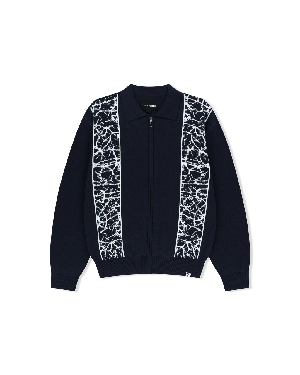 yeseyesee - Knit Zip Up Polo Cardigan (Navy) product image 1 | TRAB K-Fashion Australia