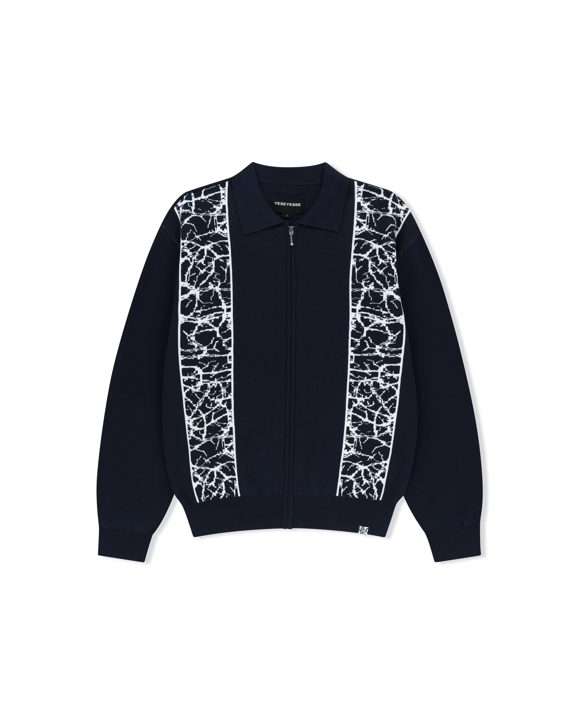 yeseyesee - Knit Zip Up Polo Cardigan (Navy) product image 1 | TRAB K-Fashion Australia