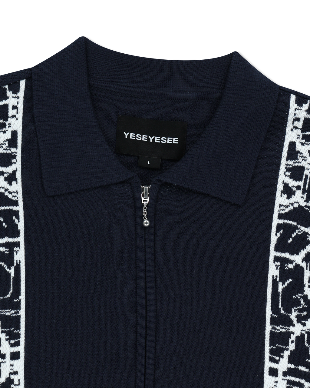 yeseyesee - Knit Zip Up Polo Cardigan (Navy) product image 3 | TRAB K-Fashion Australia