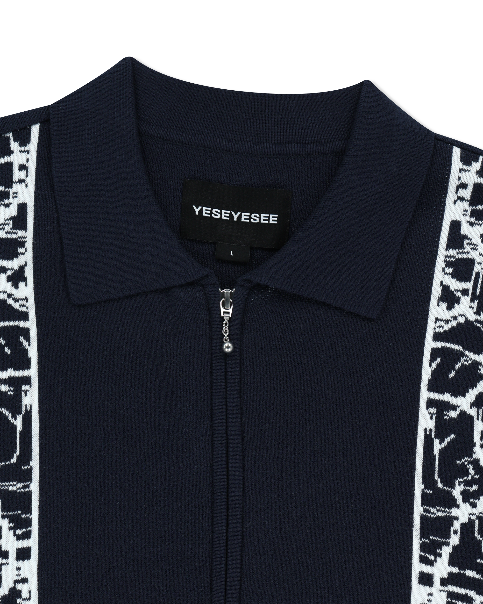 yeseyesee - Knit Zip Up Polo Cardigan (Navy) product image 3 | TRAB K-Fashion Australia