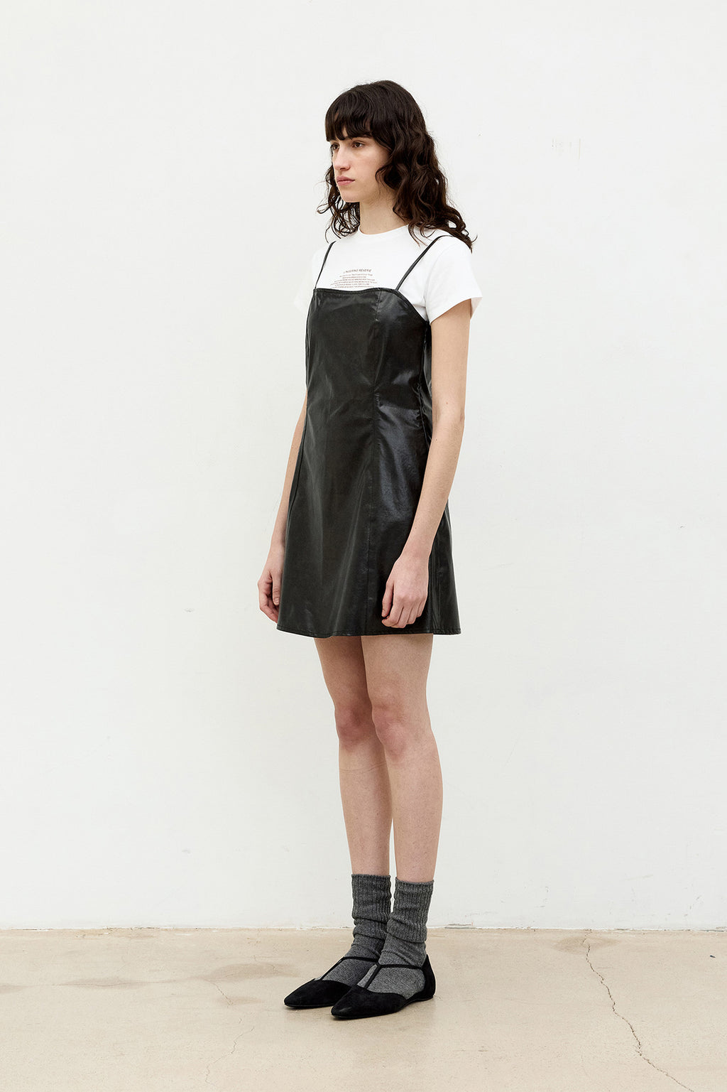 Coor - Fake Leather Back Strap Dress (Black) product image 3 | TRAB K-Fashion Australia