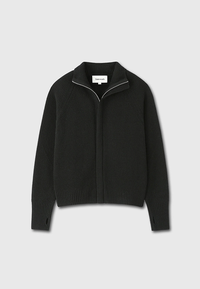 Tonywack - Super Fine Merino Wool Placket Zip-Up Knit (Black) product image 7 | TRAB K-Fashion Australia