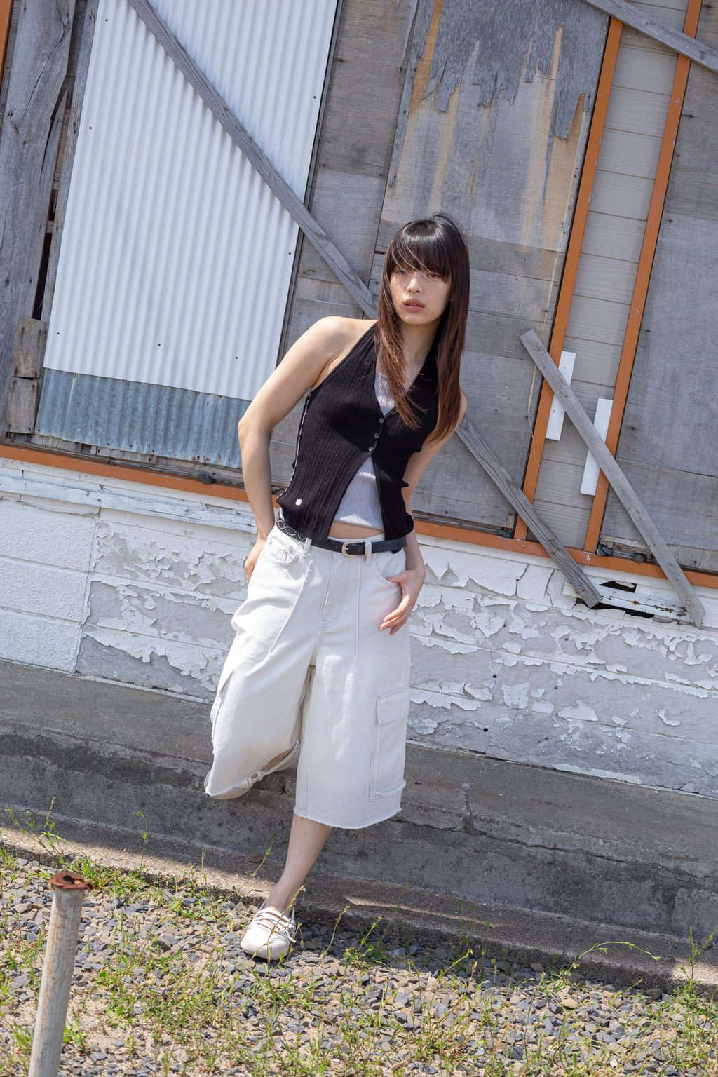 Matin Kim - Layered Button Halter Neck Top (Black) product image 9 | TRAB K-Fashion Australia