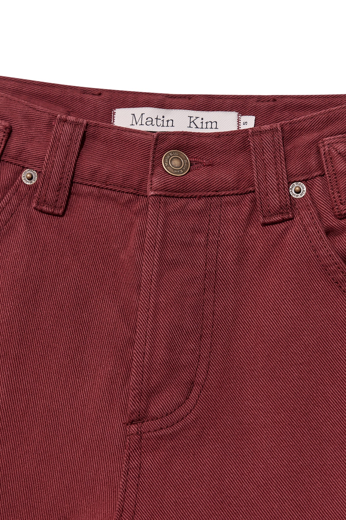Matin Kim - Waist Buckle Curved Dying Denim Pants (Red) product image 3 | TRAB K-Fashion Australia