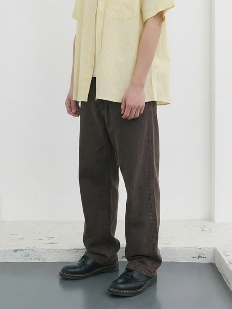 Kijun - Garment Dyed Classic Pants (Charcoal Brown) product image 2 | TRAB K-Fashion Australia