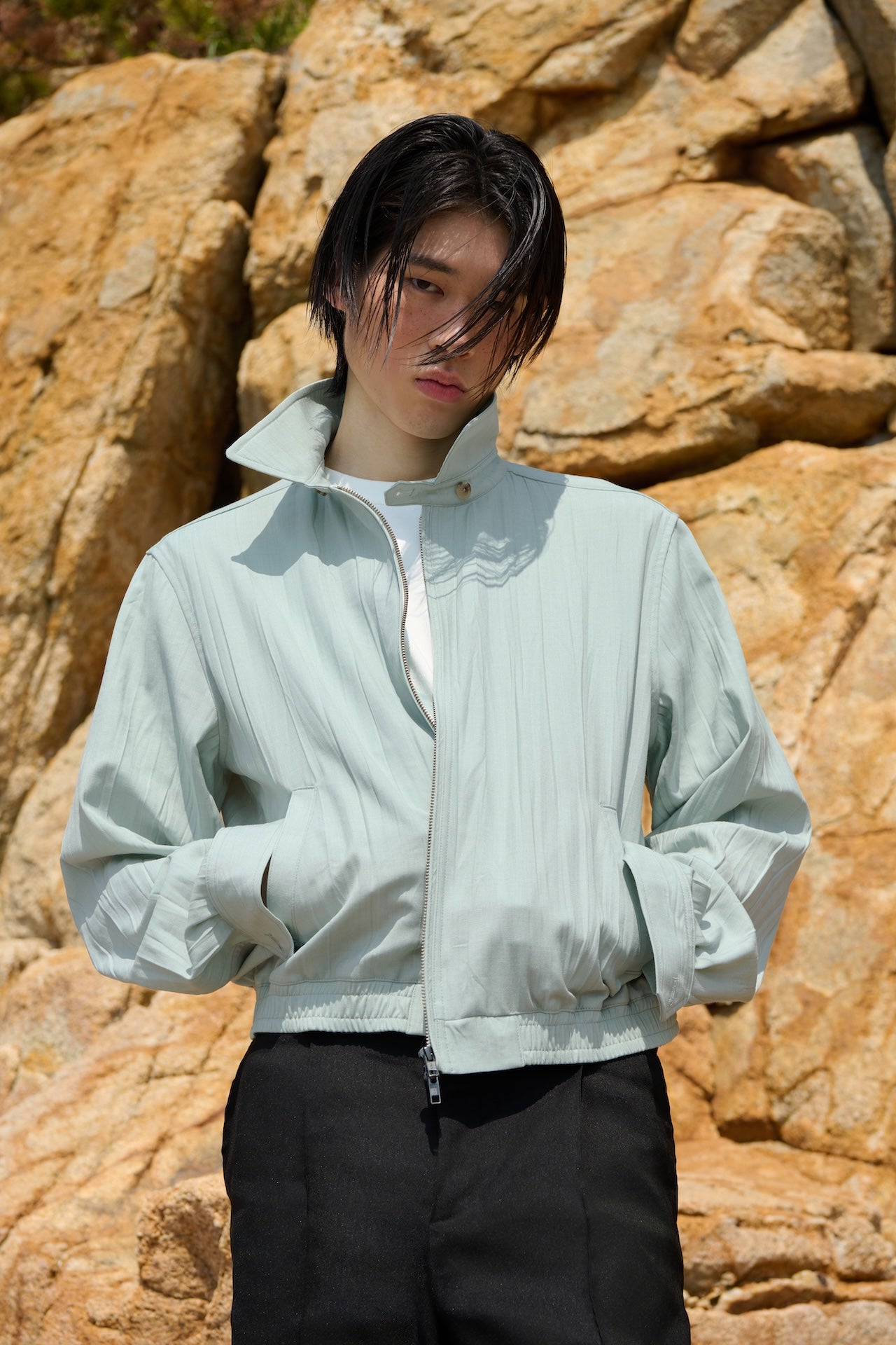 STU - Pleats Swing Jacket (Light Blue) product image 2 | TRAB K-Fashion Australia